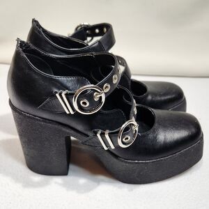 Lamoda Platform Mary Jane Heels Double Strap Ring Buckle Goth Alt Black Size 8